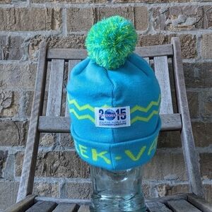 NWOT Alpine World Ski Championships 2015 Pom Beanie Toque Hat Aqua Blue Unisex